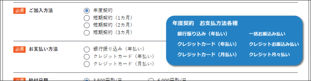 お支払方法 - 年度 - 説明