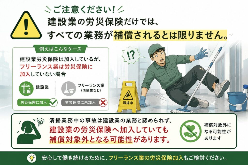 建設業の労災保険では、特定フリーランス事業は補償されません